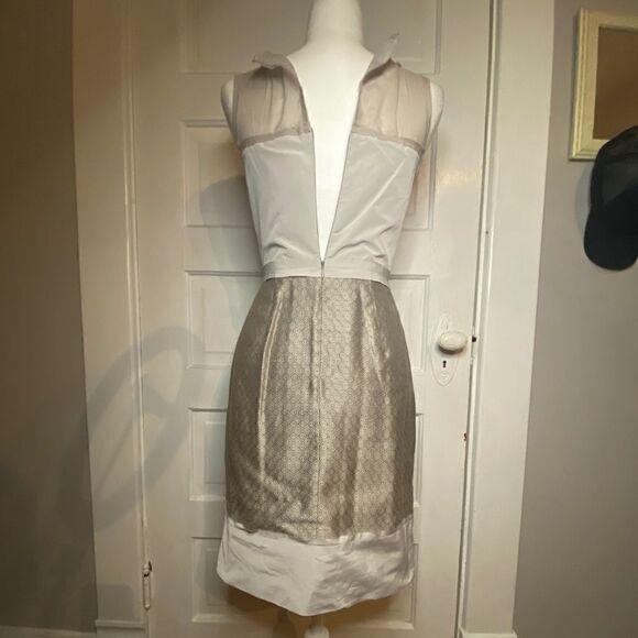 BCBGMaxAzria Nude Shoulder Pleated Dress - Picture 12 of 15